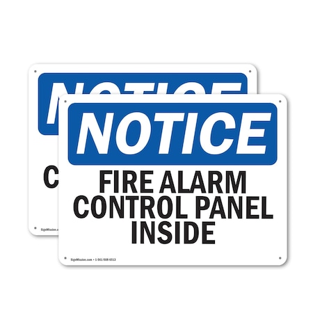 Signmission Fire Alarm Control Panel Inside OSHA Notice Sign, Aluminum, 14in W x 10in L, 2PK OS-2PACK-NS-A-1014-L-12519